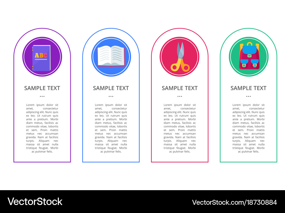 Set banners with round buttons containing objects vector image