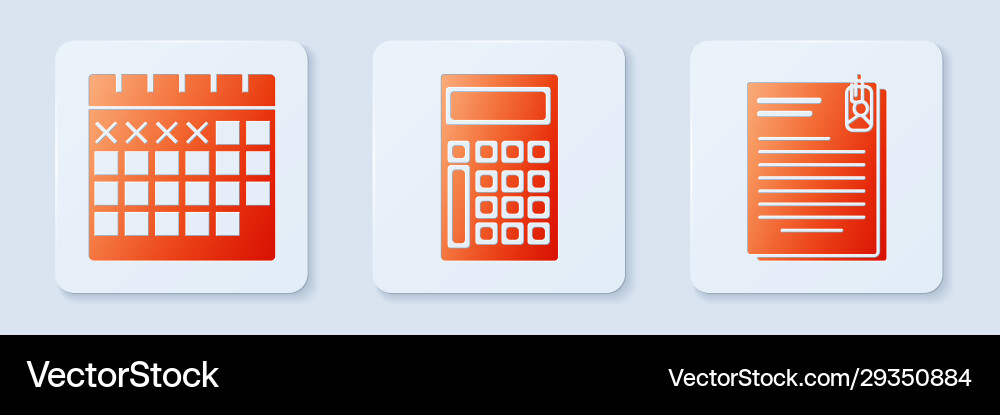 Set calculator calendar and file document Set calculator calendar and file document vector image