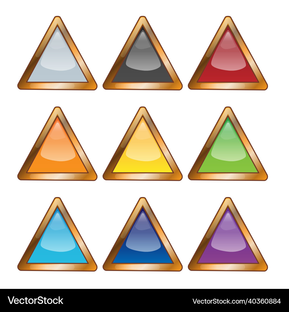 Set of bright blank buttons metallic frames Set of bright blank buttons metallic frames vector image