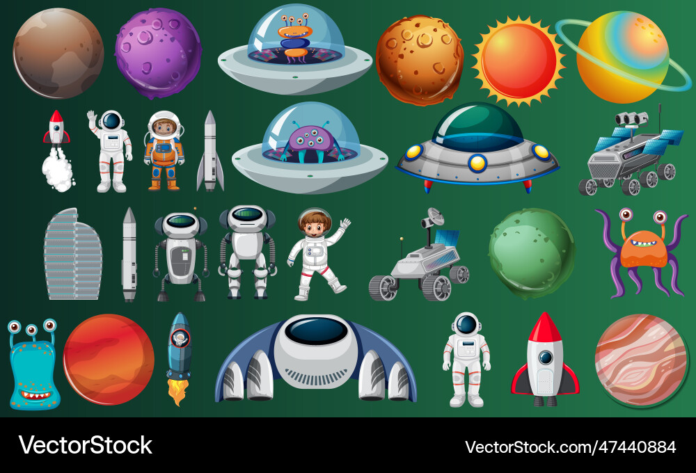 Set of solar system objects isolated Vector Image