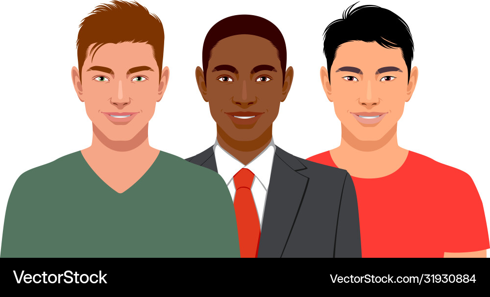 Set three different race man Set three different race man vector image