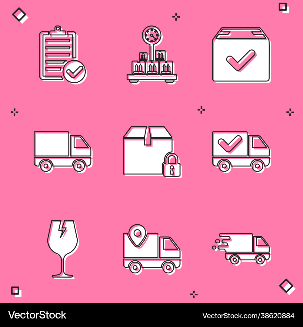 Set verification delivery list scale Set verification delivery list scale vector image