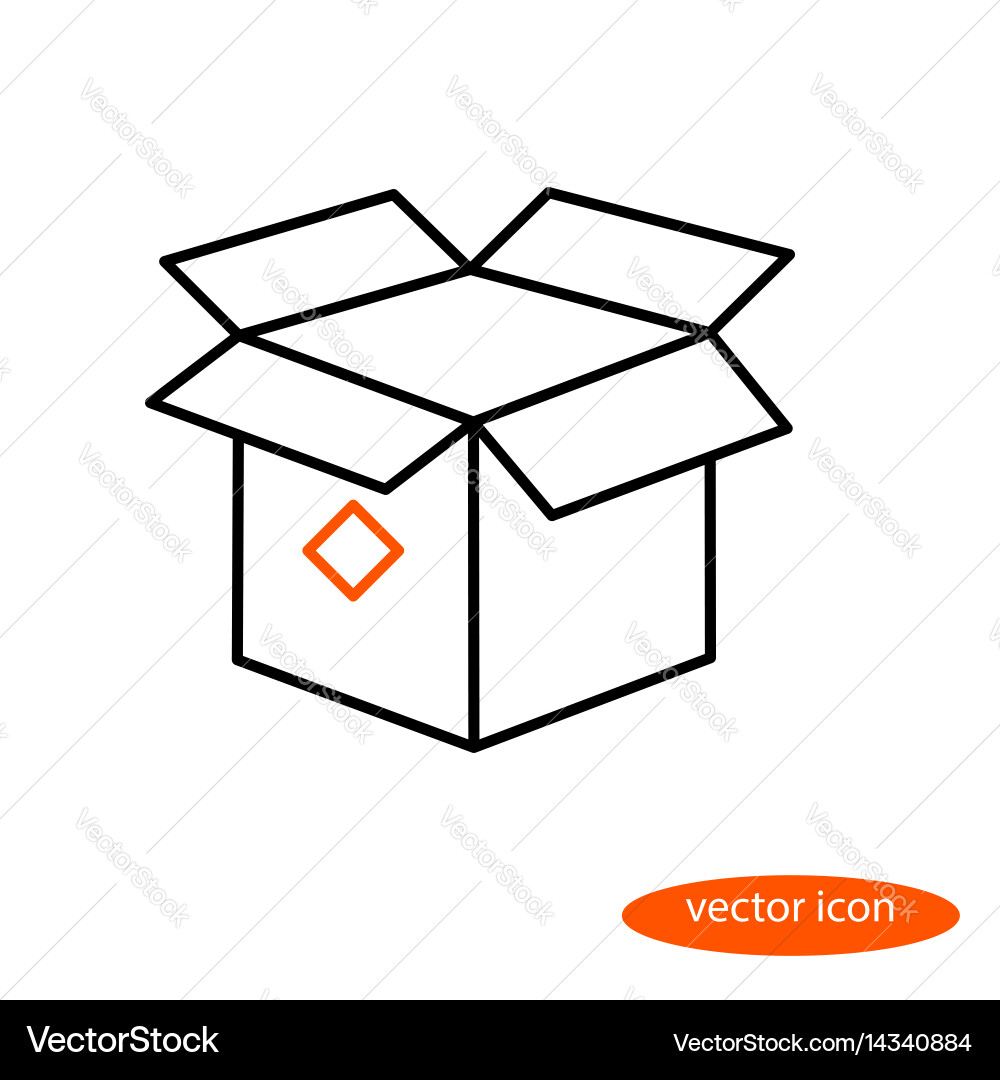 Simple linear image of an open cardboard vector image