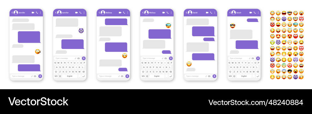 Smartphone messaging app user interface design Smartphone messaging app user interface design vector image