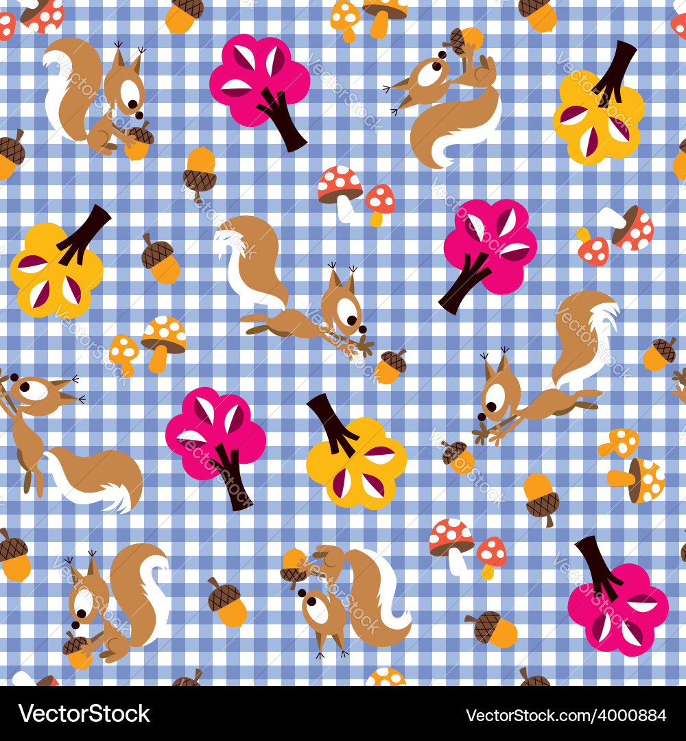 Squirrel acorn pattern vector image