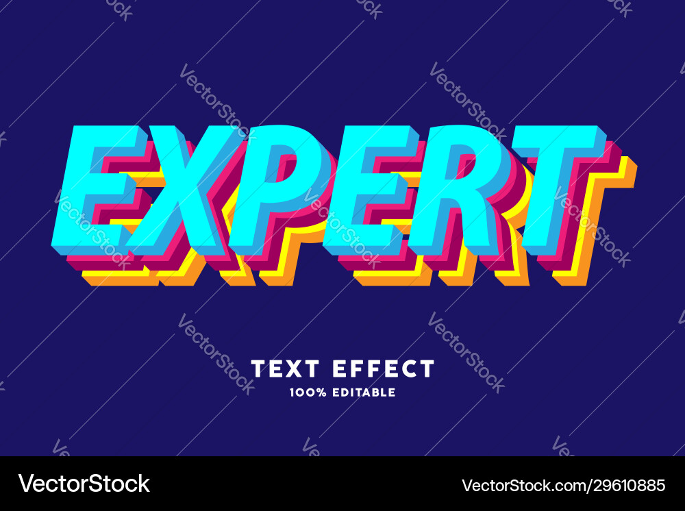3d colorful layer text effect Vector Image