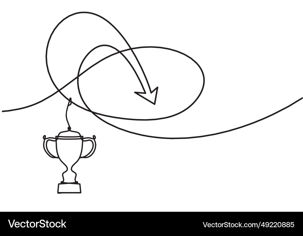 Abstract continuous lines arrows with trophy vector image