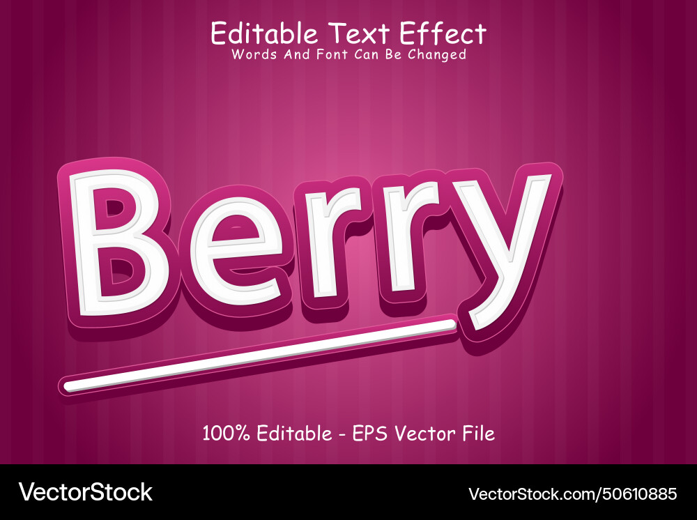 Berry editable text effect 3 dimension emboss Vector Image