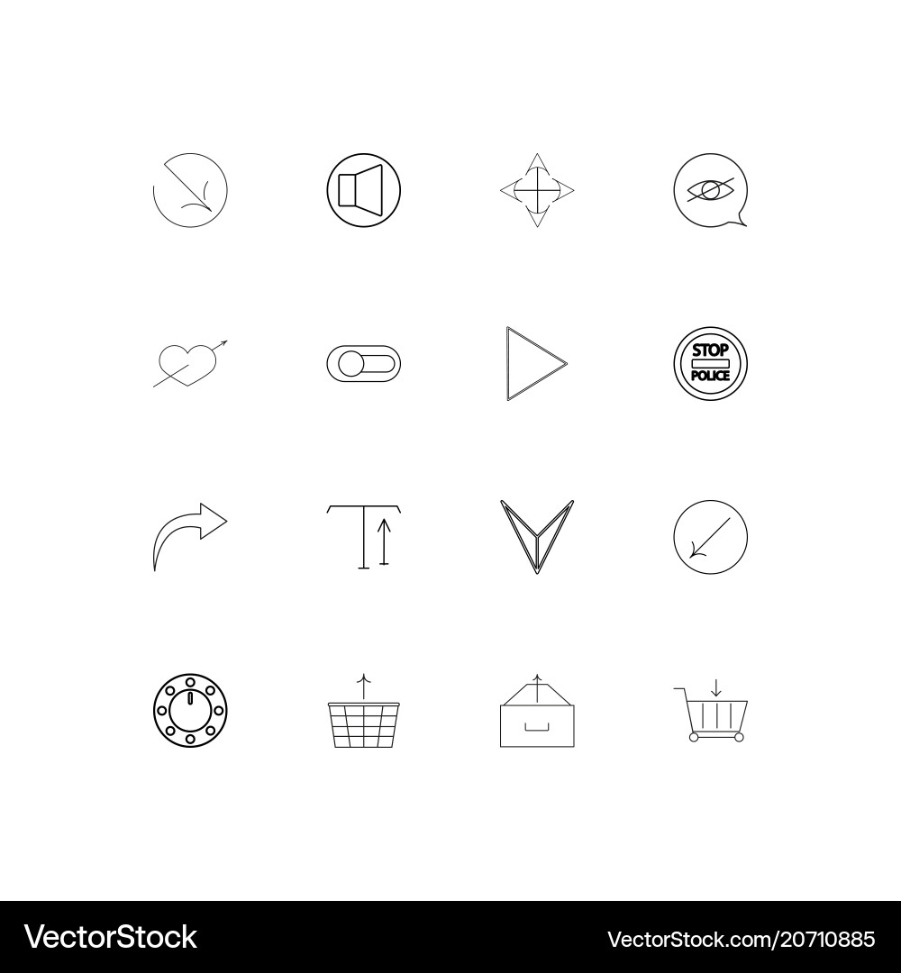 Buttons simple linear icons set outlined vector image