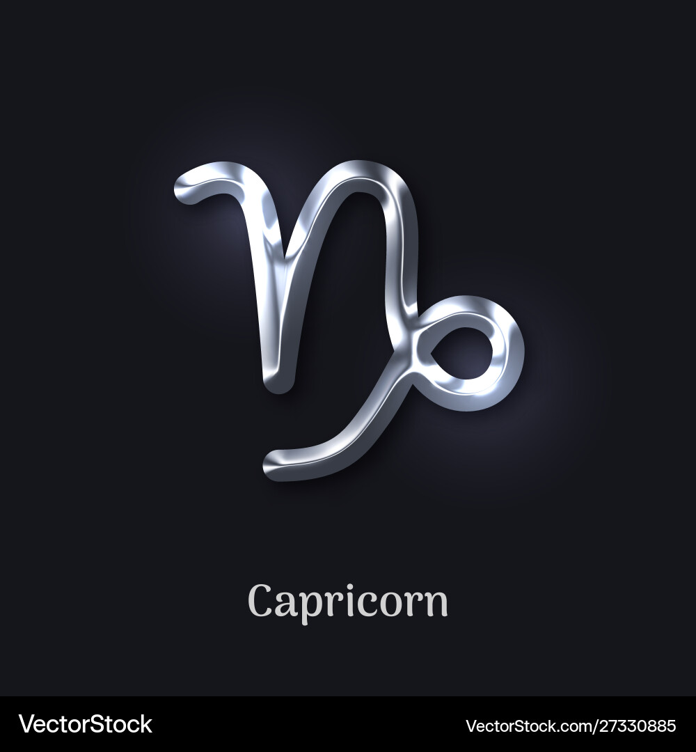 Capricorn silver metal zodiac sign Capricorn silver metal zodiac sign vector image