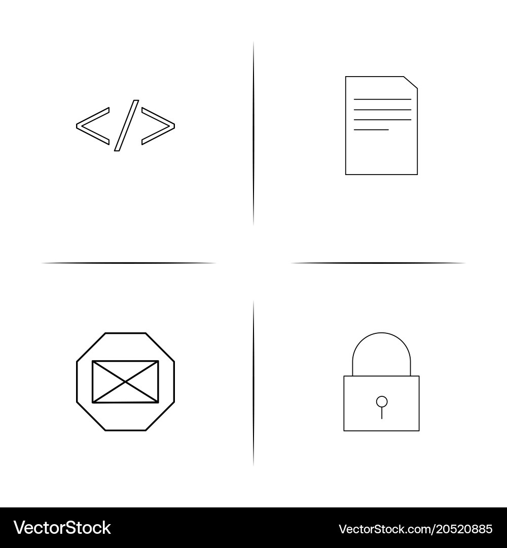 Cyber security simple linear icons set outlined vector image