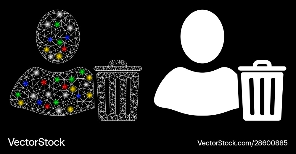 Flare mesh wire frame user trash icon with Flare mesh wire frame user trash icon with vector image