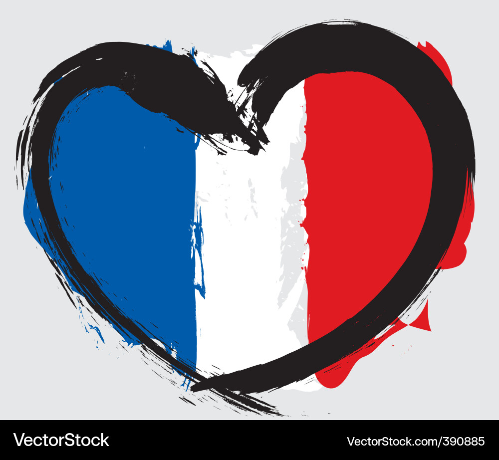 France Flag Heart Shape Vector Image