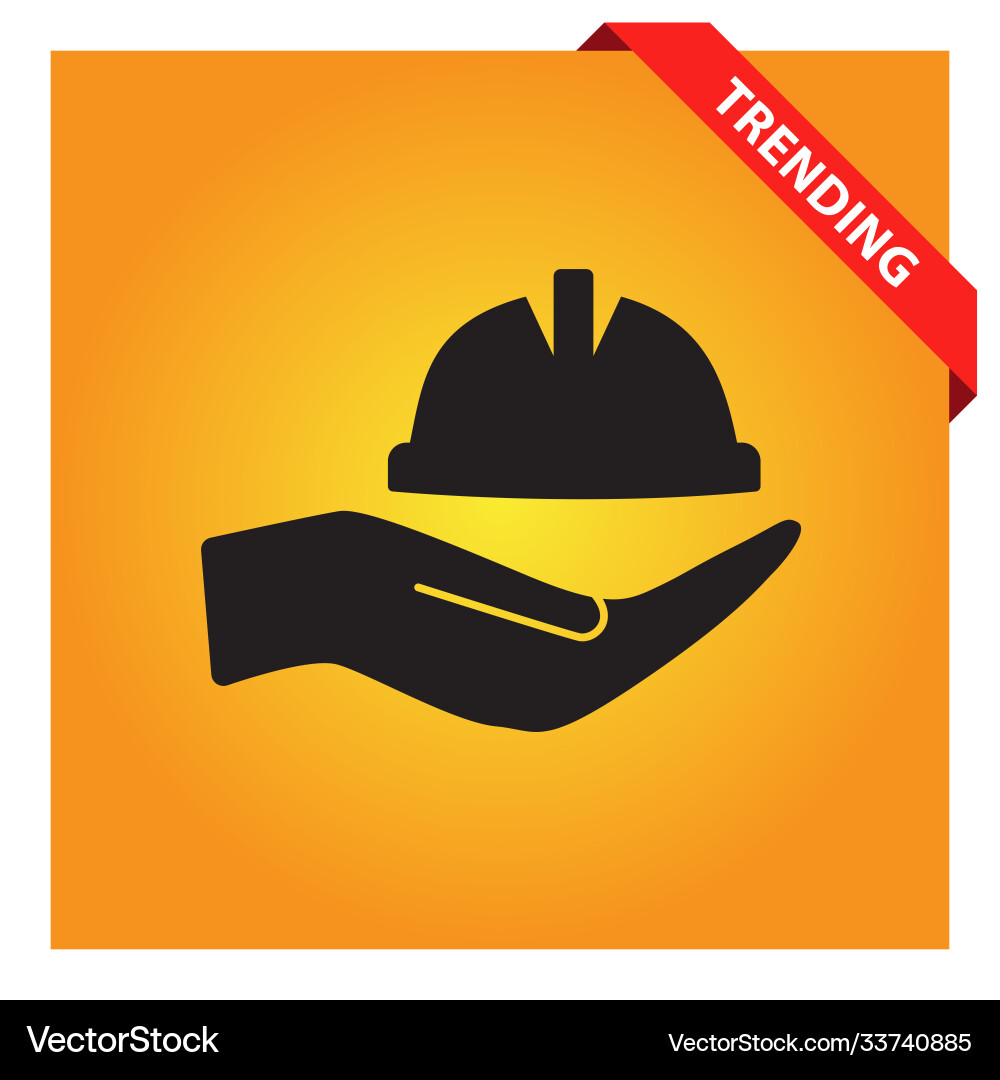 Hardhat with hand icon for web and mobile Hardhat with hand icon for web and mobile vector image