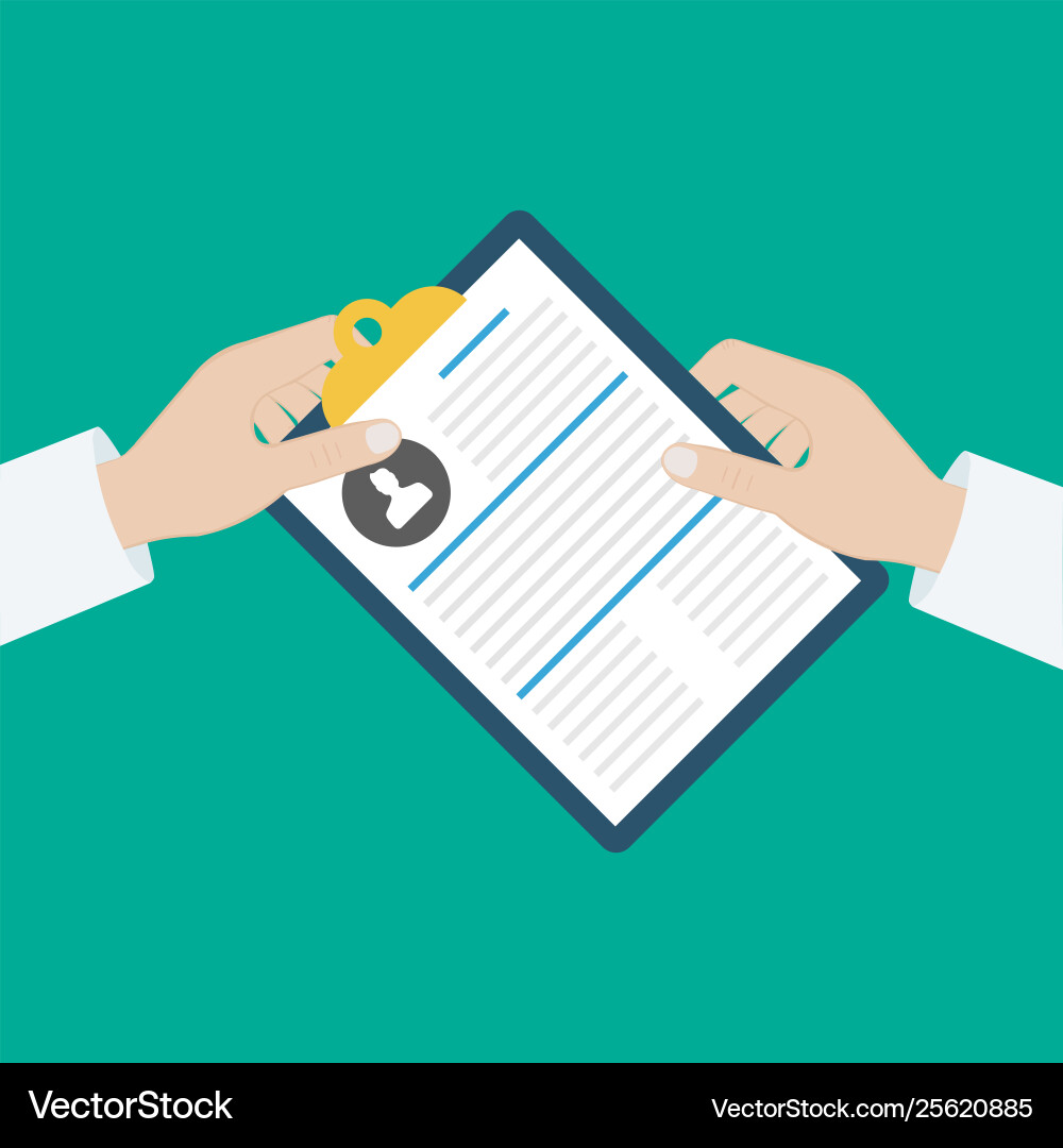 Image flat designclipboard in hand doctor Image flat designclipboard in hand doctor vector image