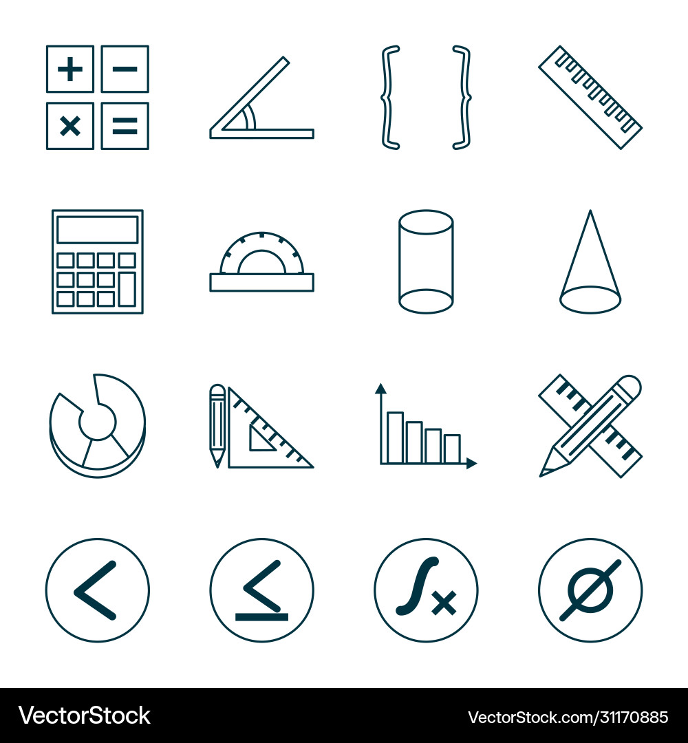 Math line style icon set design Vector Image