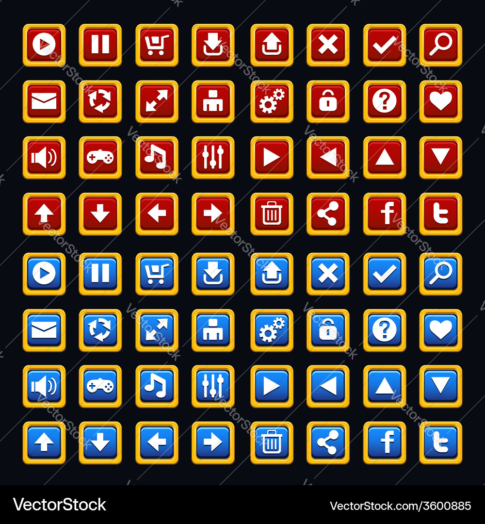 Medieval Game Button Set Vector Image
