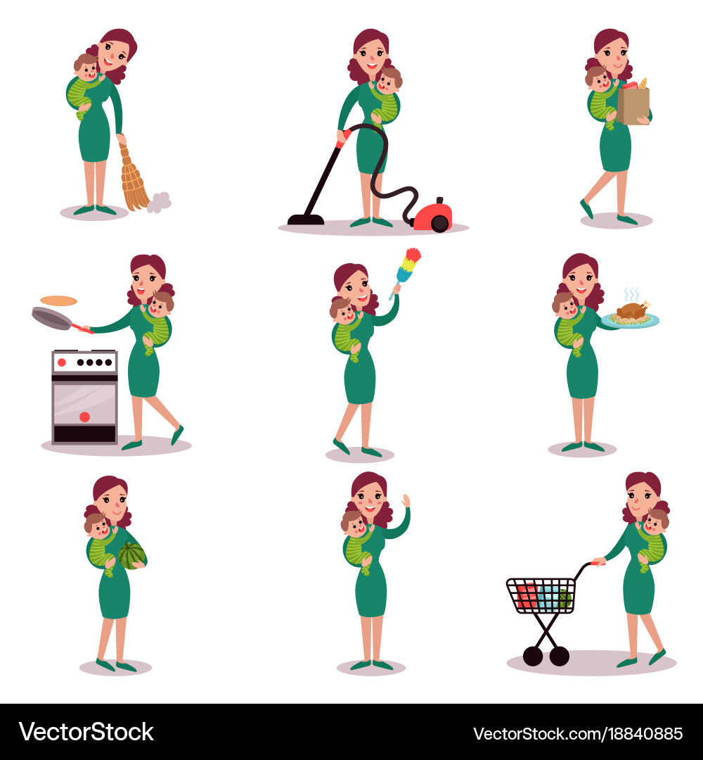 mother-daily-routine-activities-super-mom-concept-vector-image