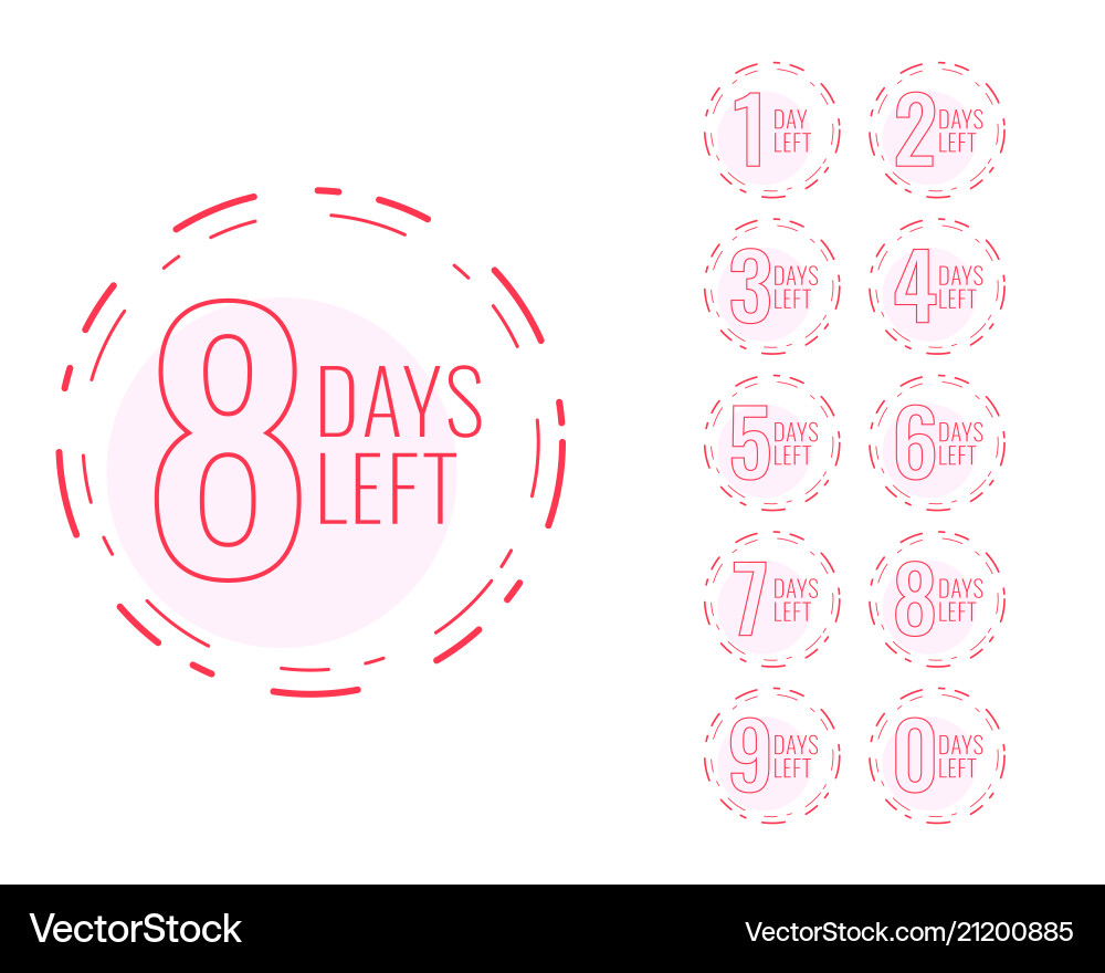 Number of days left symbol in minimal design Vector Image