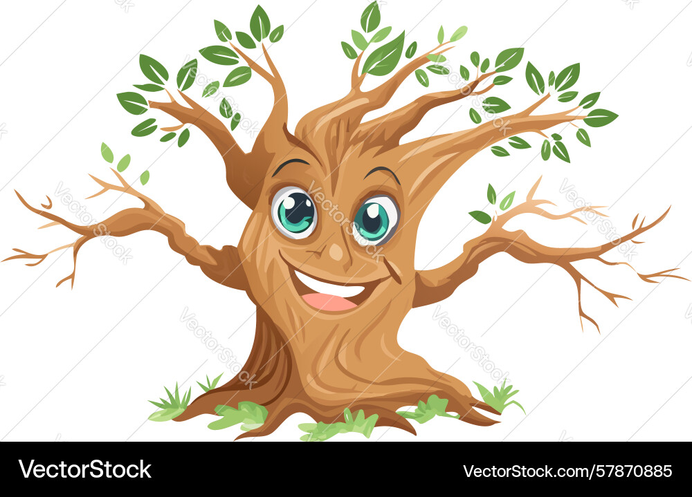 Old wise tree face design generative ai Vector Image