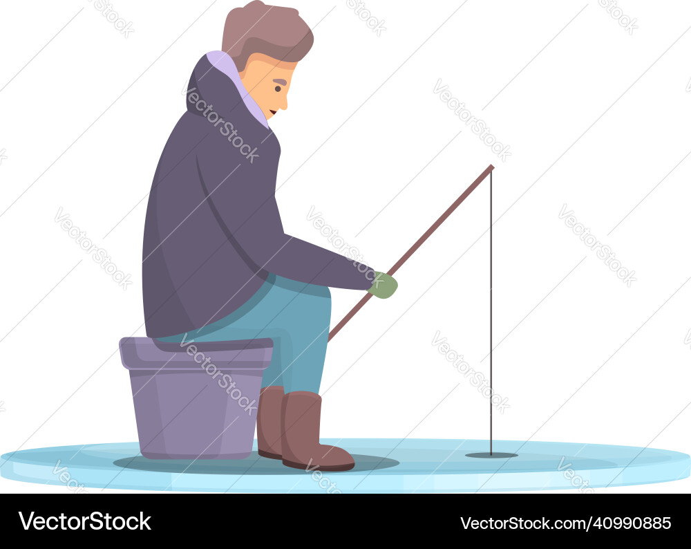 See Eis Fischerei Ikone Cartoon Winterfisch See Eis Fischerei Ikone Cartoon Winterfisch vektorbild