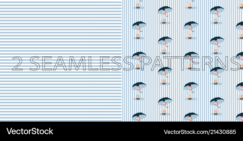 Set of two seamless patterns in blue color vector image