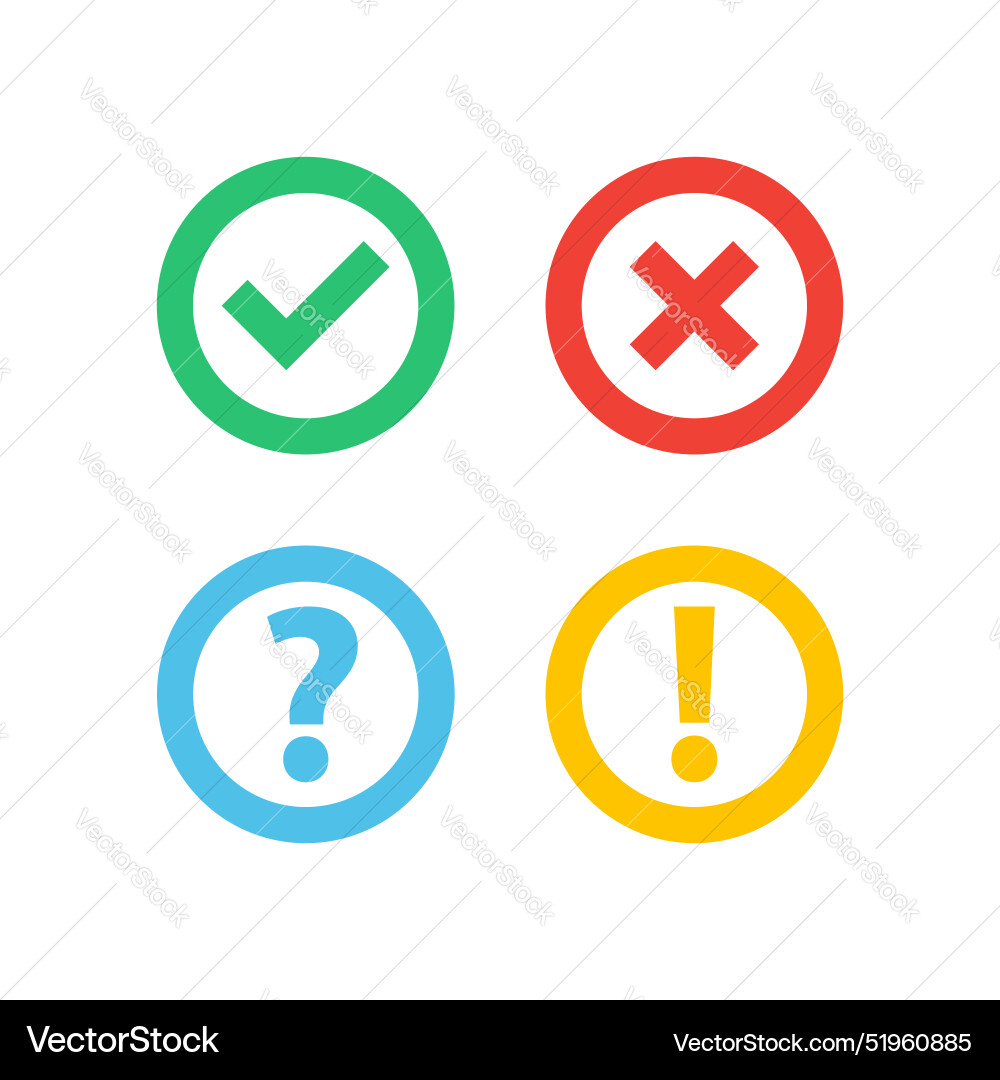 Tick cross icon button set check mark icons Vector Image