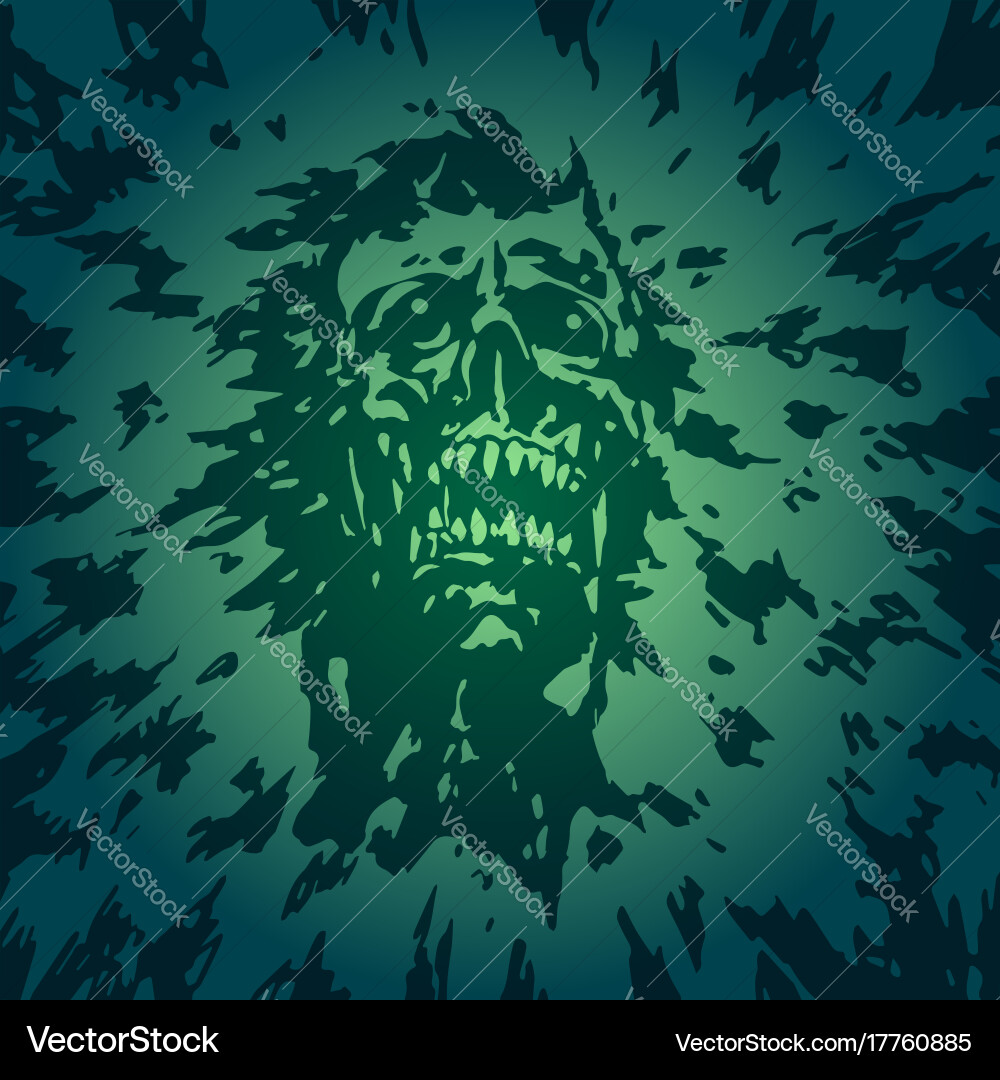 Torn Demon Face - Horror Artwork Vector Image