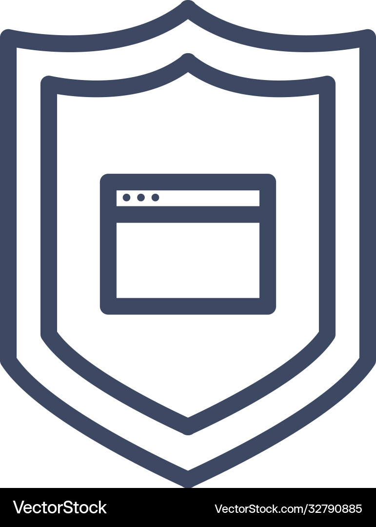 Website page in shield line style icon Vector Image