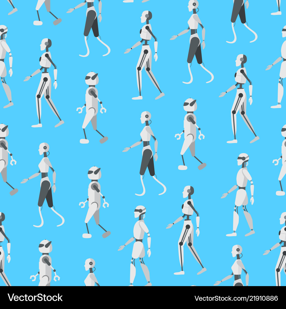 Cartoon color android robots seamless pattern Cartoon color android robots seamless pattern vector image