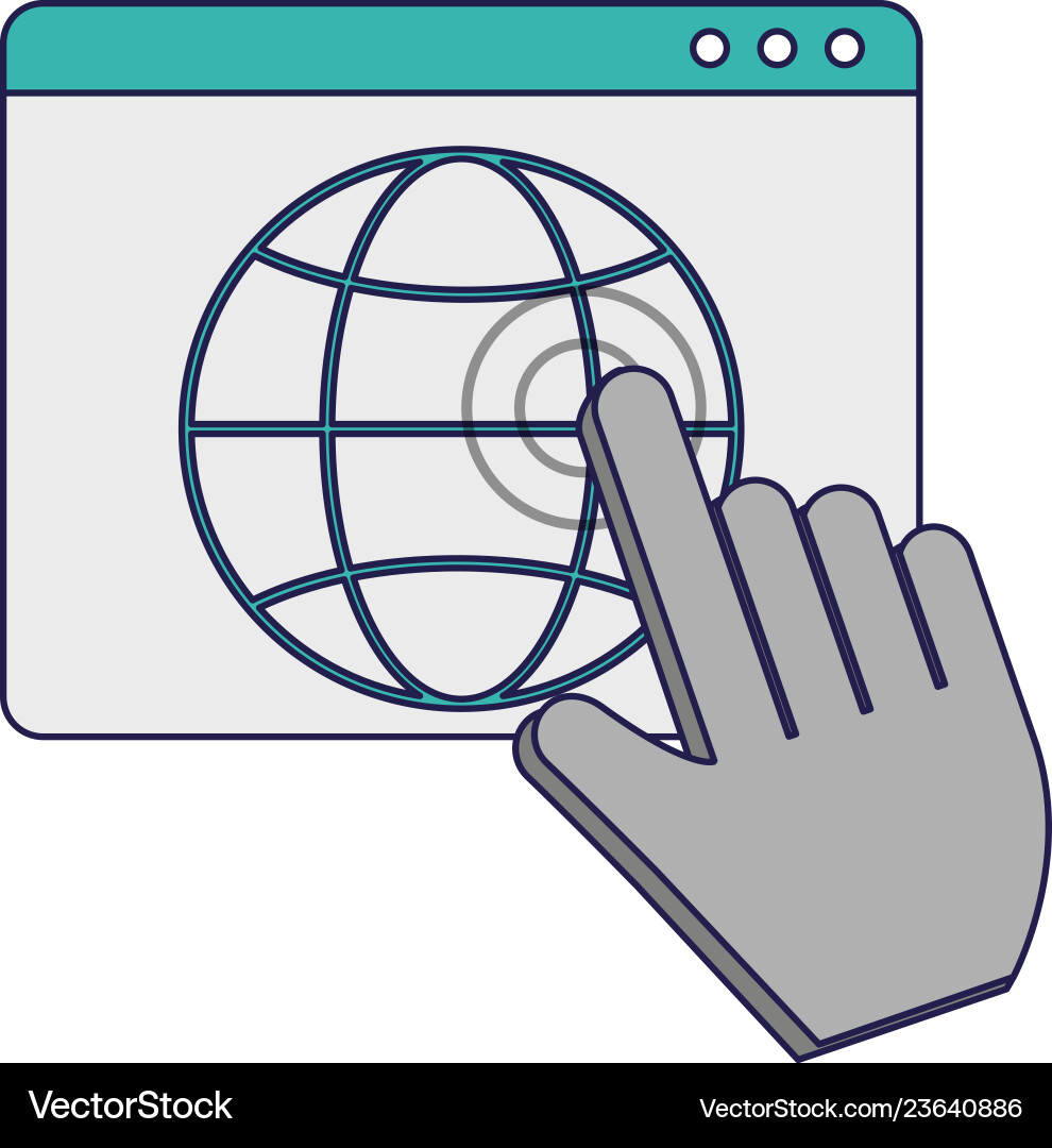 Click cursor with website symbol Click cursor with website symbol vector image