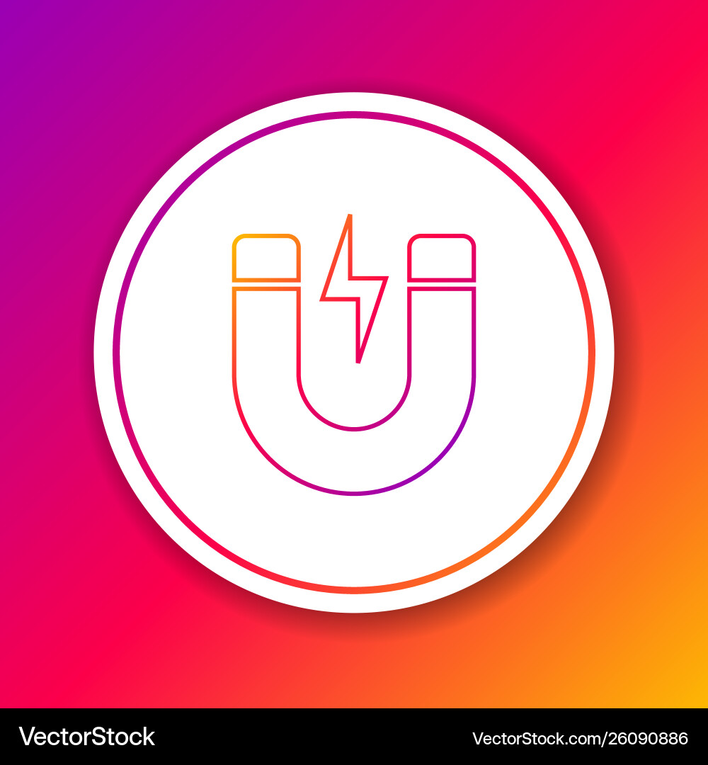 Color magnet with lightning line icon isolated Color magnet with lightning line icon isolated vector image