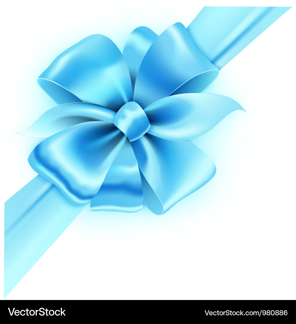 Elegant Blue Ribbon Gift Bow Vector Image