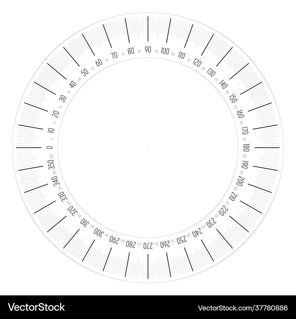 Full 360 degrees protractor measuring instrument Vector Image