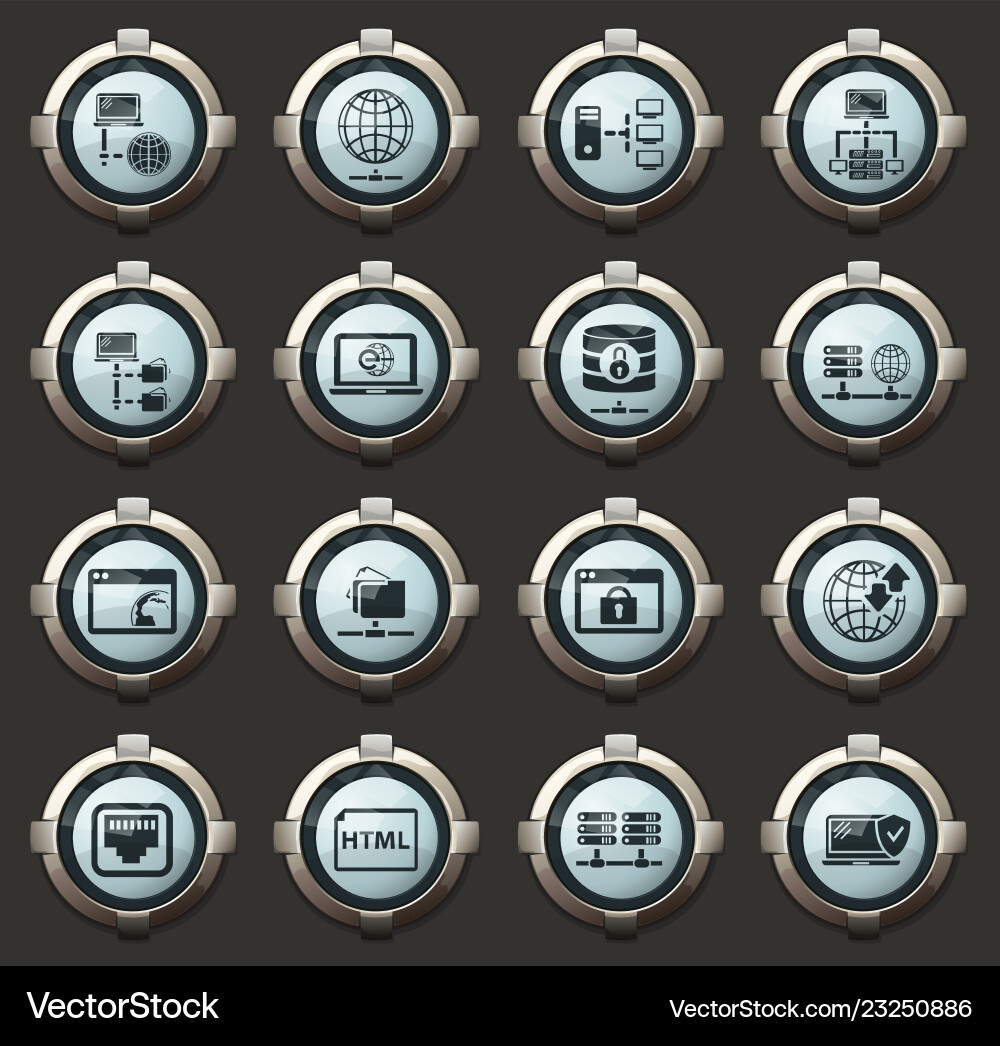 Internet server network icons set Vector Image