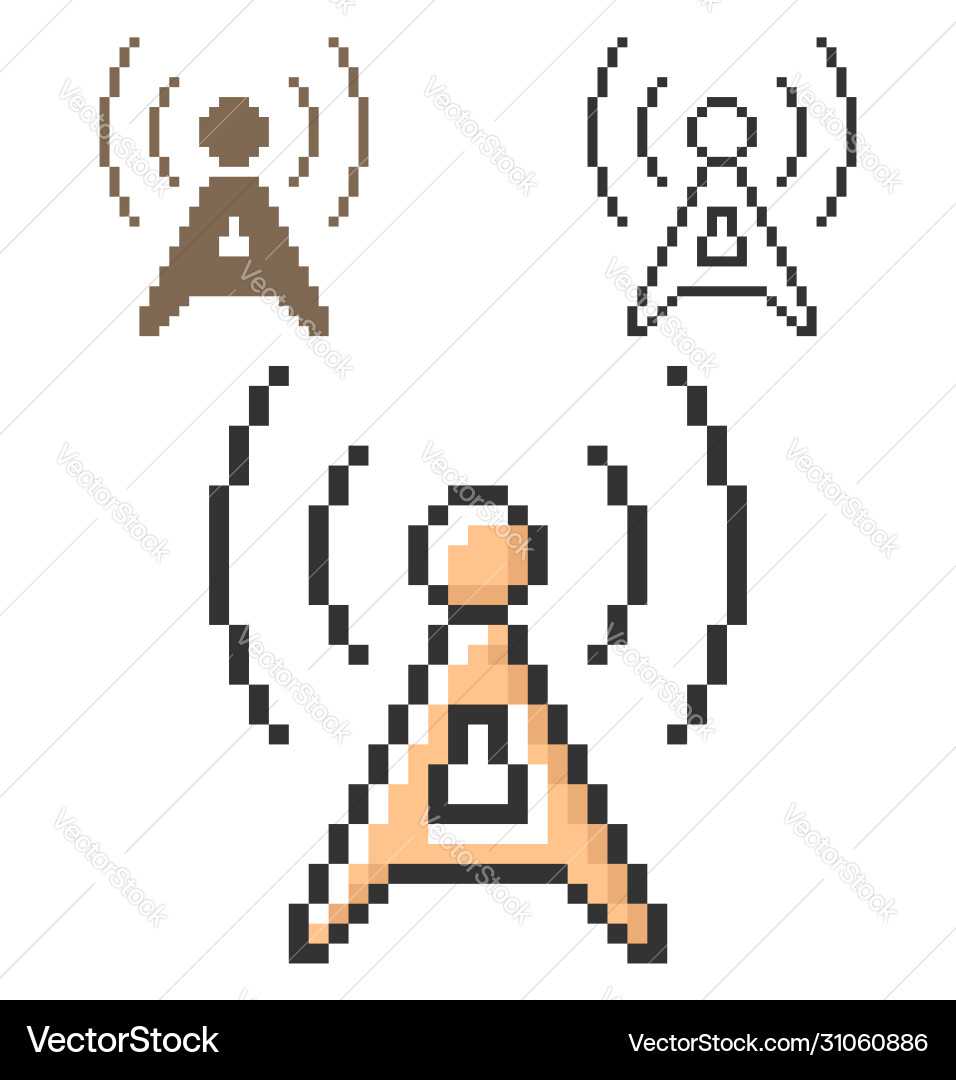 Pixel icon radio repeater in three variants vector image