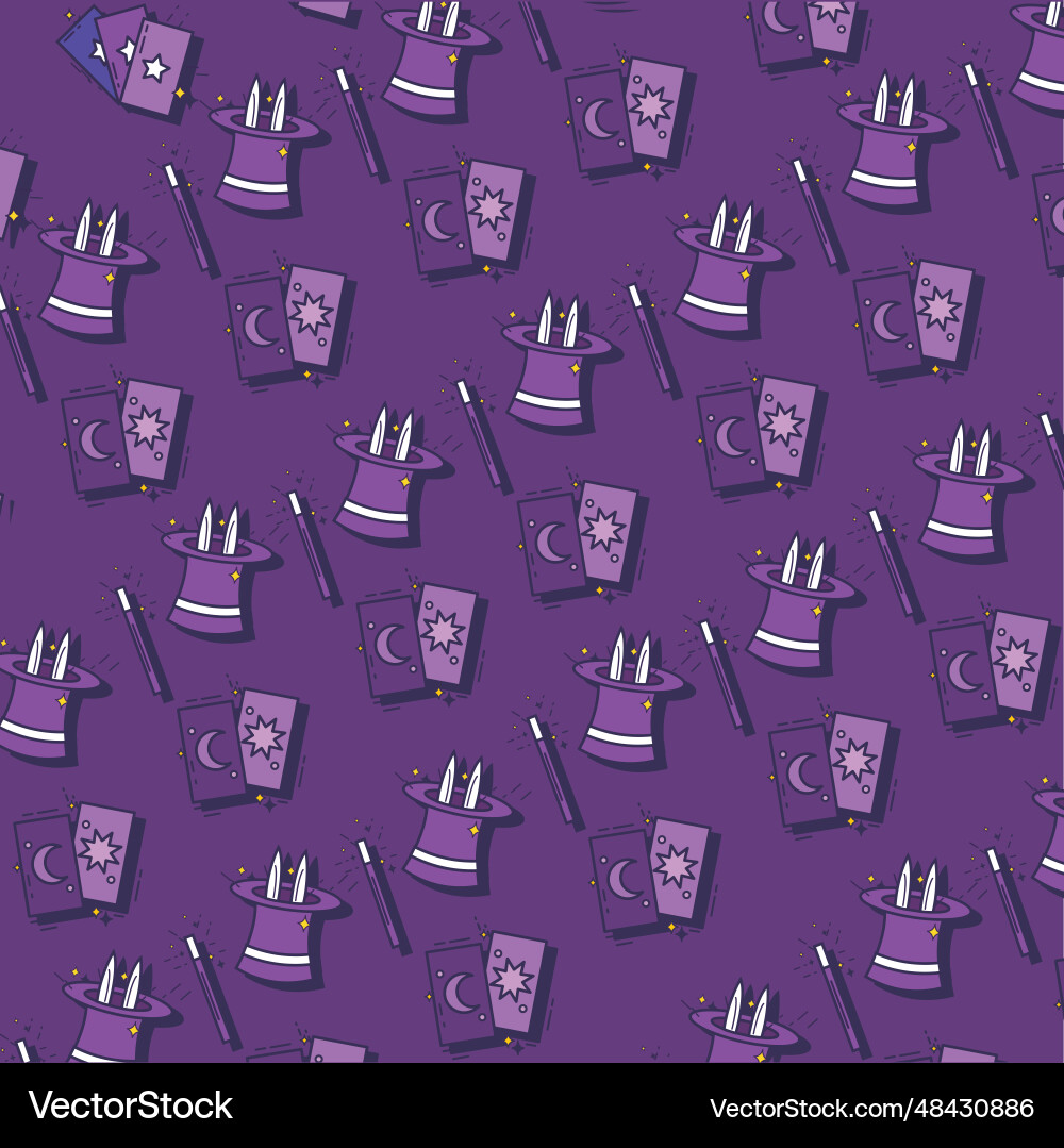 Seamless pattern background with magic icons Vector Image