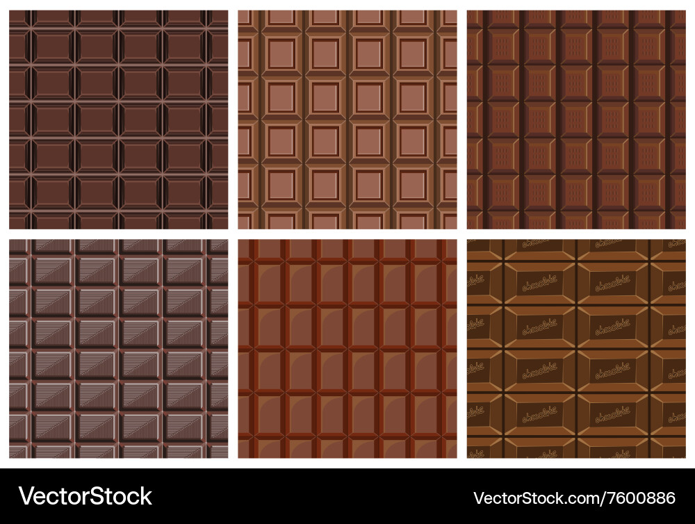 Set of seamless pattern with chocolate texture vector image