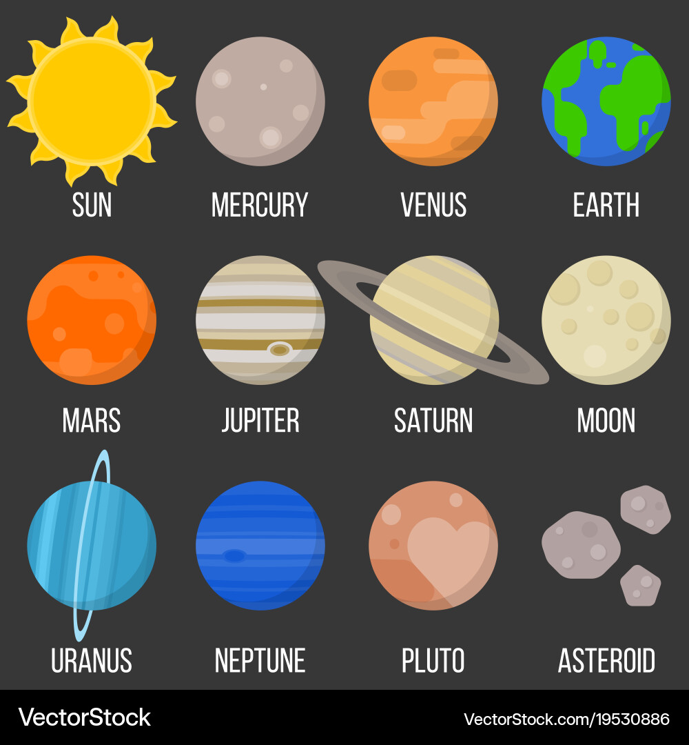 Solar system planet flat design icon Royalty Free Vector