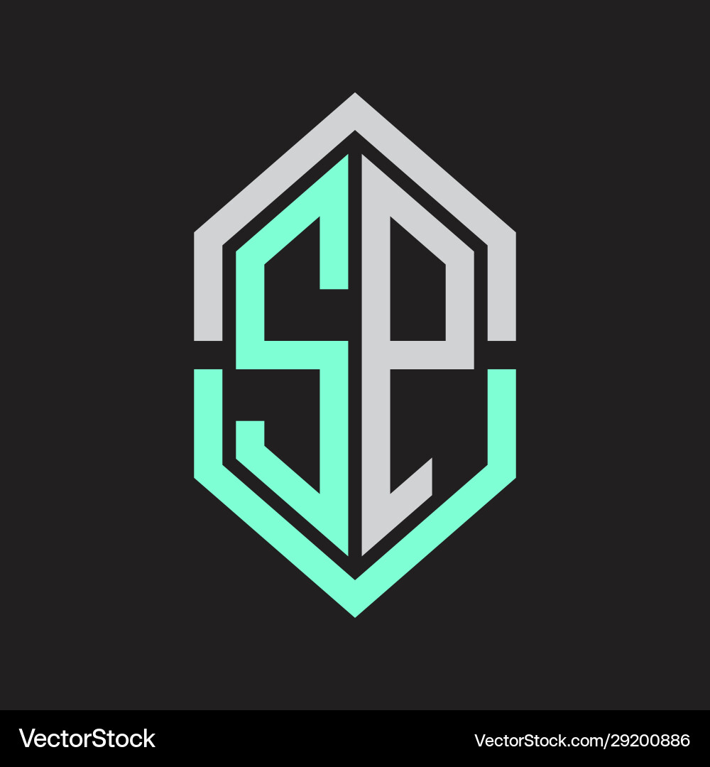 Sp Logo Monogramm mit Sechskantform und Umriss Sp Logo Monogramm mit Sechskantform und Umriss Vektorbild