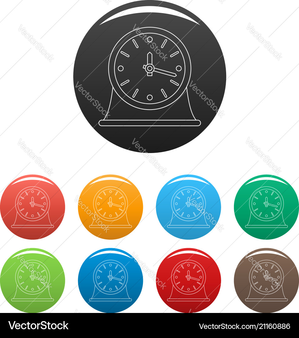 Table clock icons set color vector image