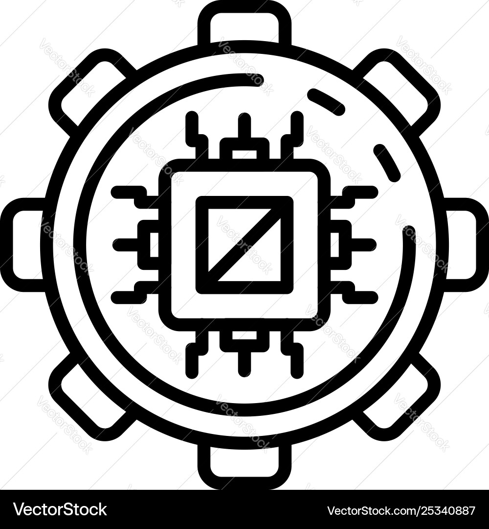 Ai processor icon outline style Ai processor icon outline style vector image