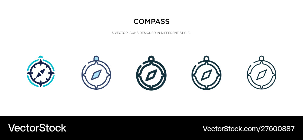 Compass icon in different style two colored Compass icon in different style two colored vector image
