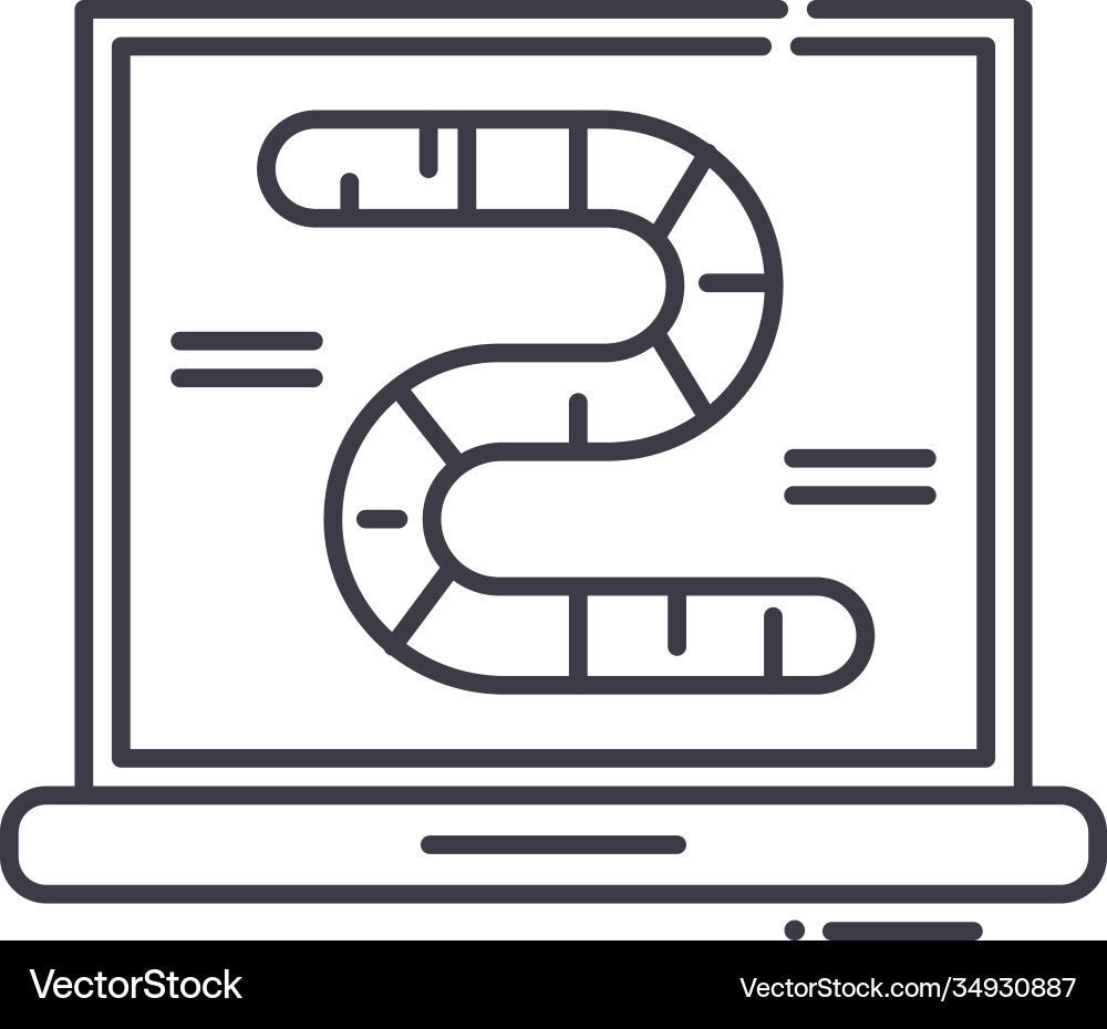 Computer worm icon linear isolated Vector Image