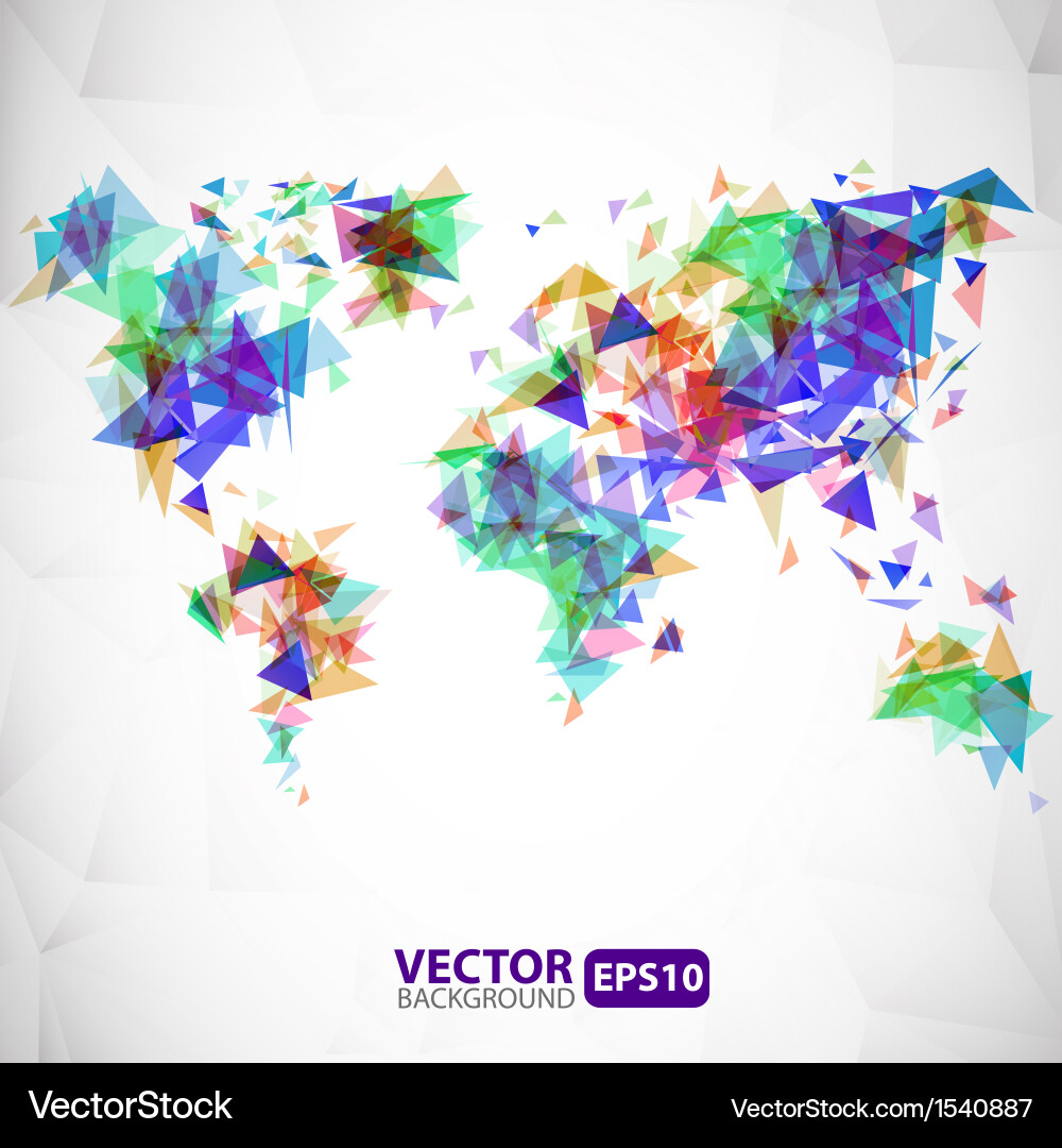 Exploding World Map - Abstract Triangles vector image