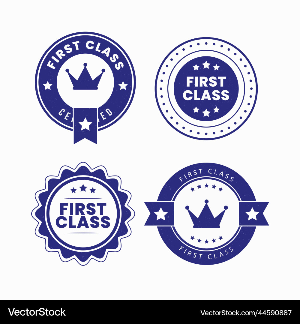 Flat design first class stamp set Flat design first class stamp set Vector Image