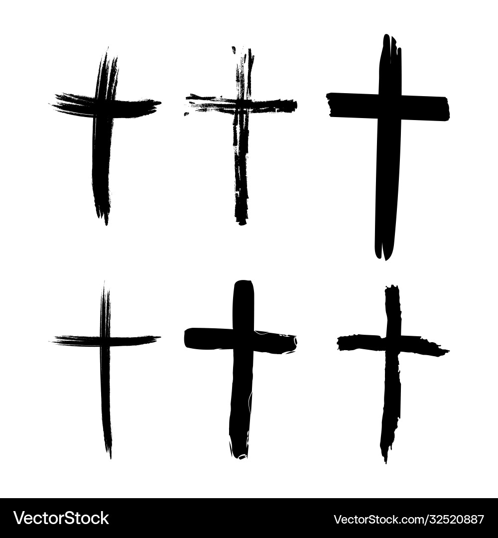 Hand-Drawn Grunge Cross Icons Vector Image