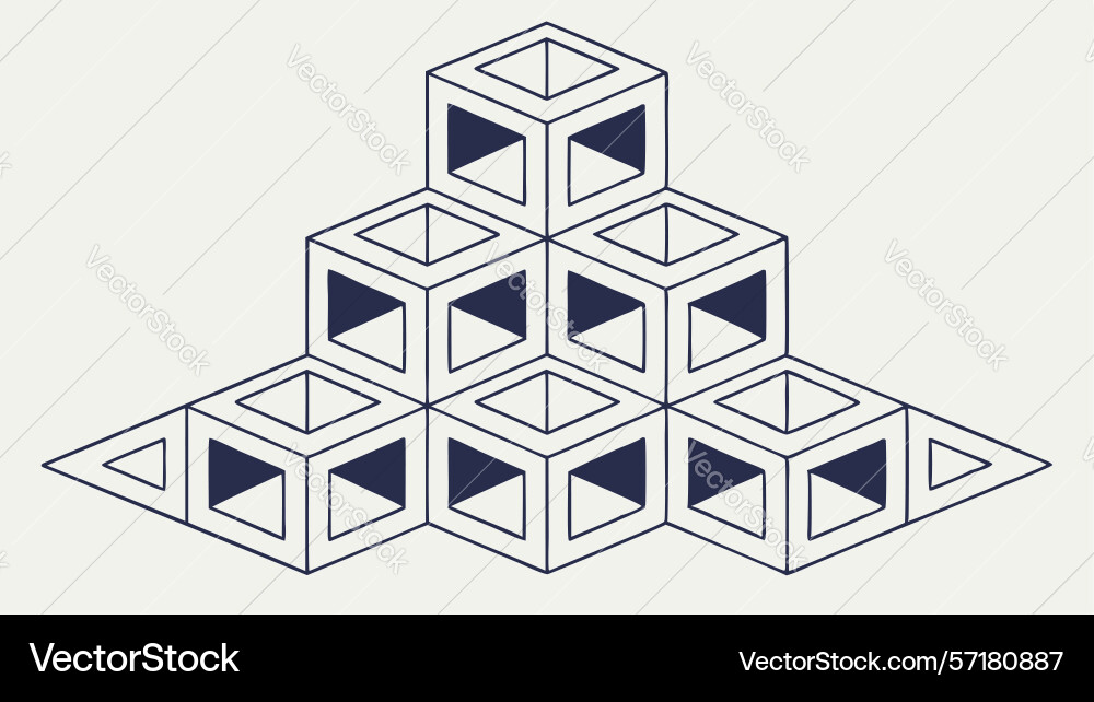 Isometric interlocking cubes abstract geometric Vector Image