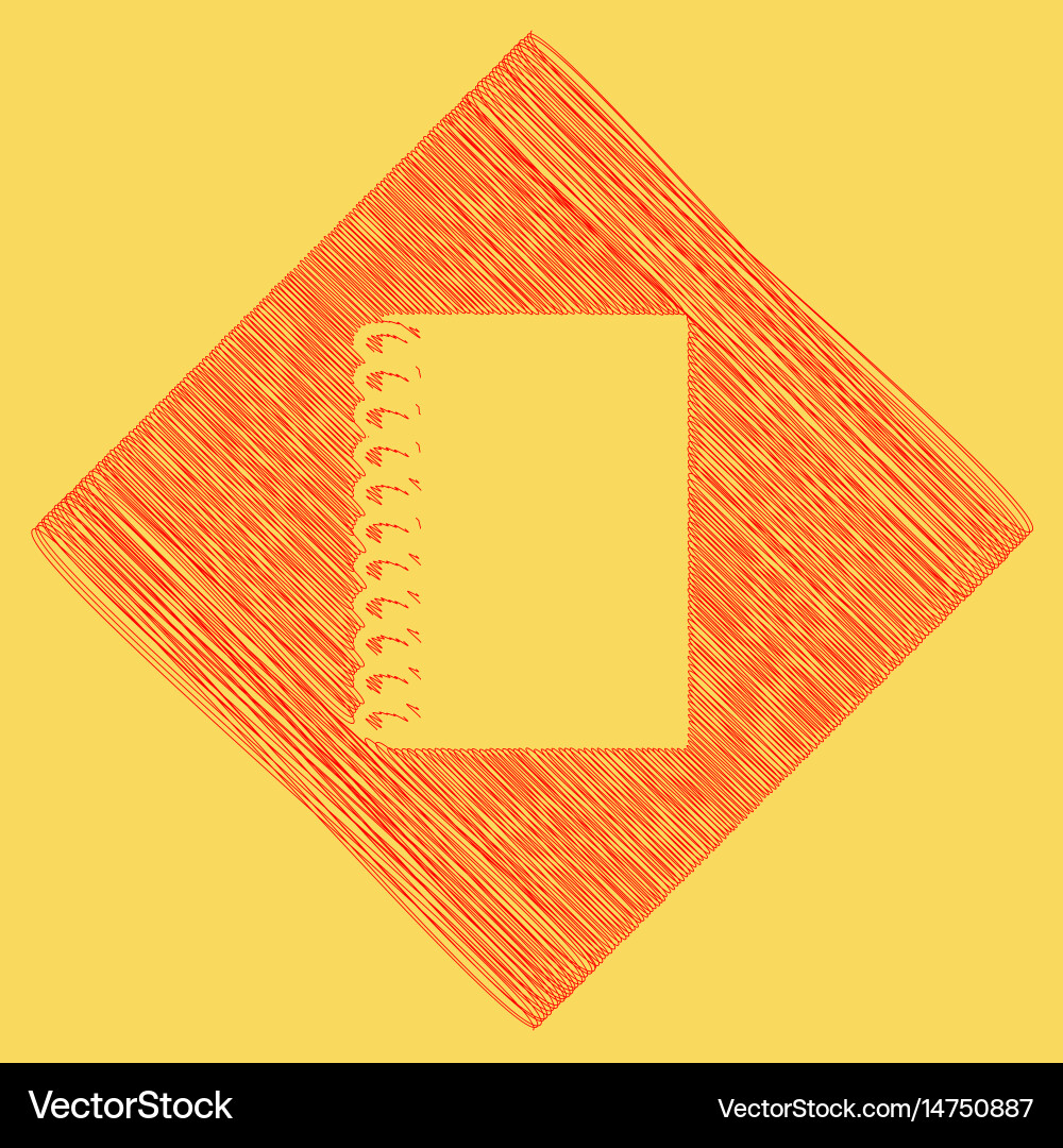 Notebook simple sign red scribble icon vector image