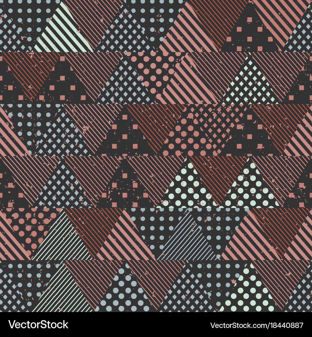 Retro triangles seamless pattern with cloth effect vector image